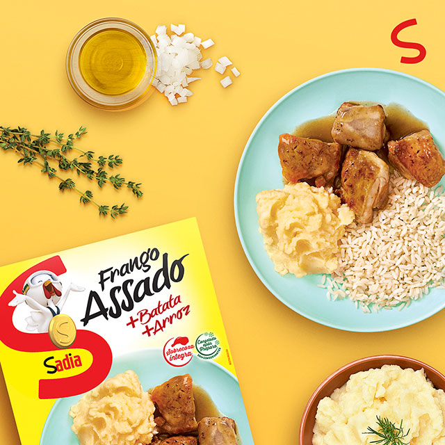 Frango assado + batata + arroz